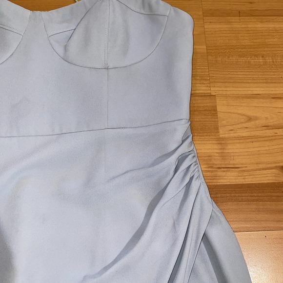 BHLDN Anthropologie Caron Light Blue Midi‎ Ruched Dress Size 16 Wedding Party - Picture 7 of 16